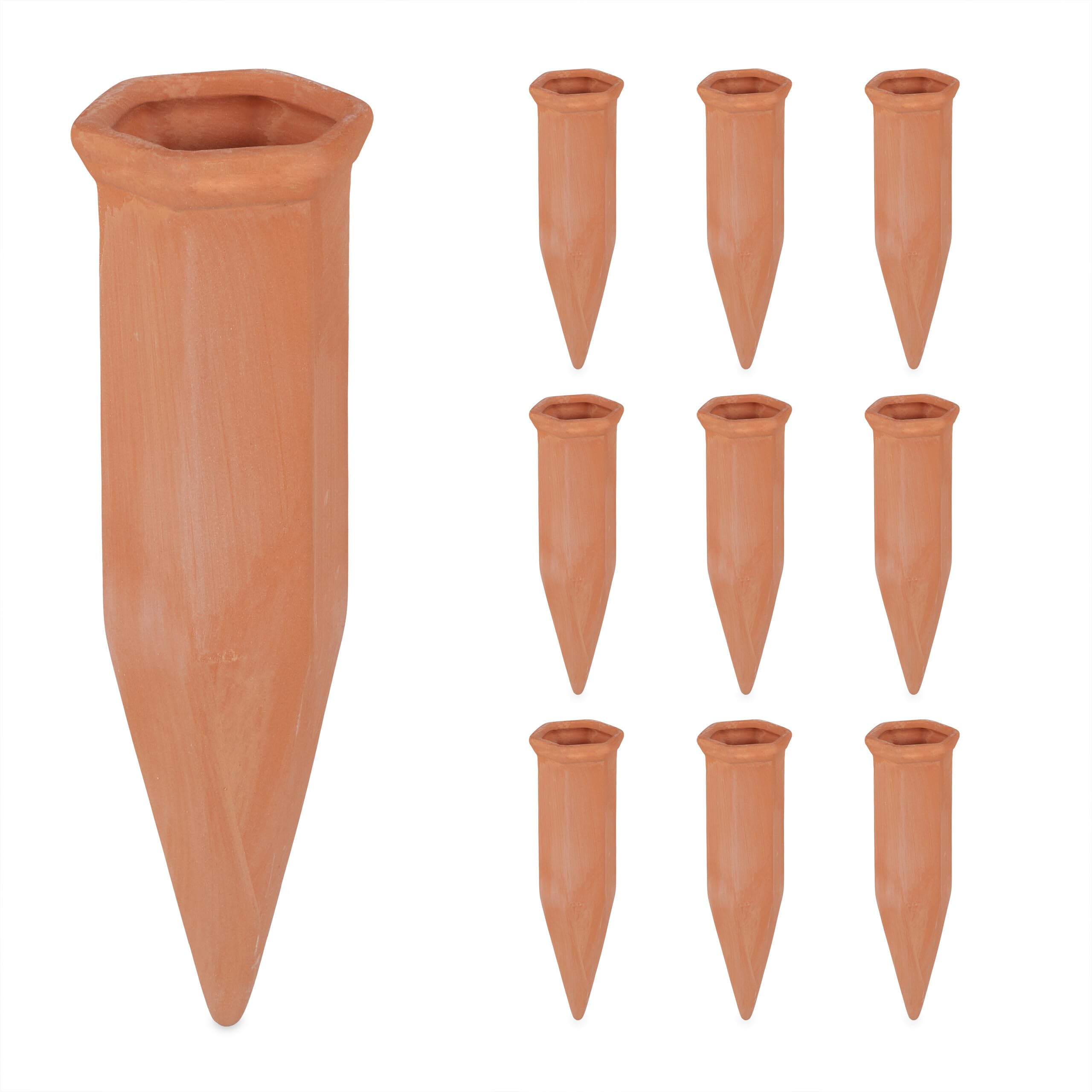 Relaxdays Arrosage en Terre Cuite, Lot de 10, Bouteilles Pet 1,5 L, intérieur (Chambre) et extérieur (Balcon), Marron