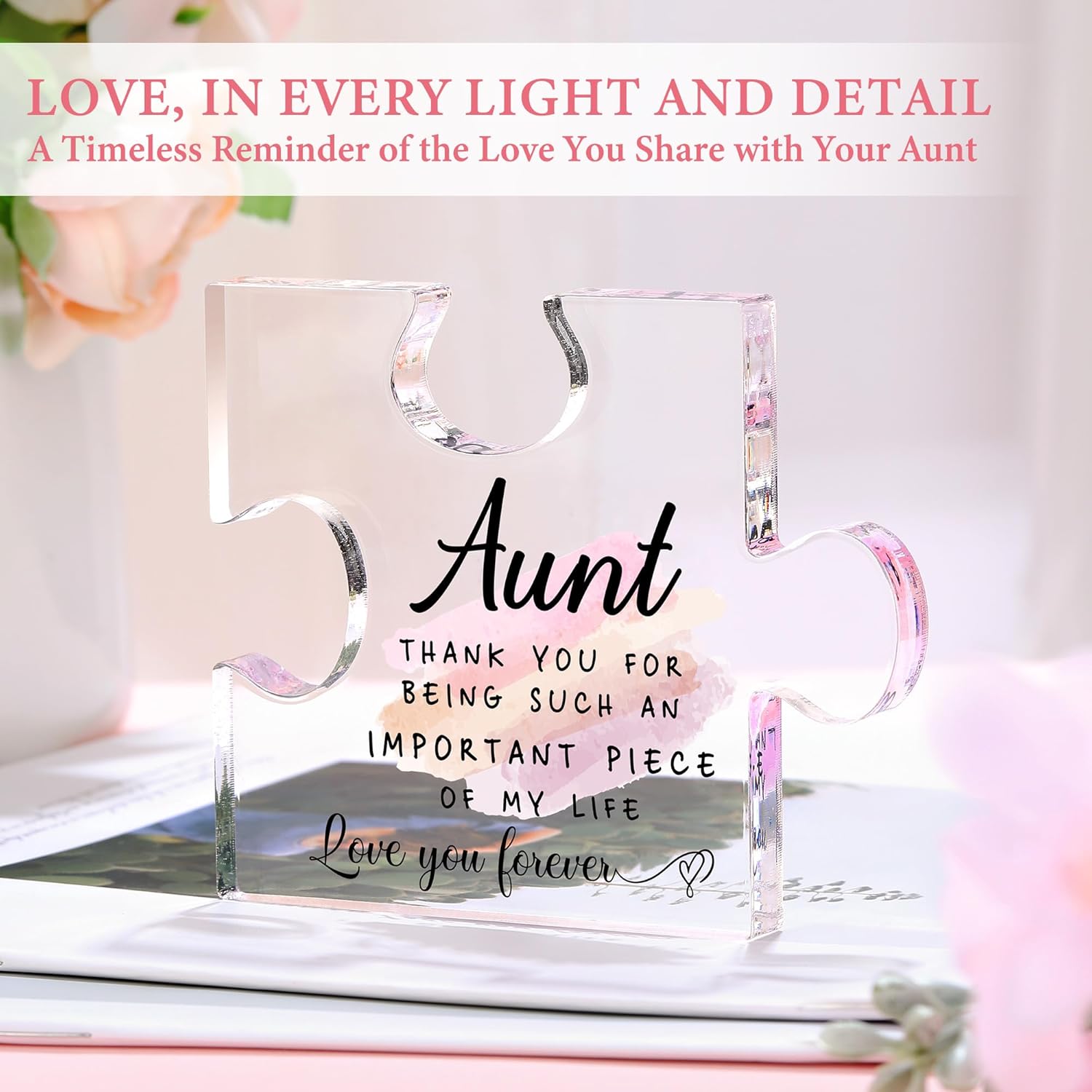 Aunt Gifts for Women Best Auntie Gift Ideas Cool Aunt Birthday Gifts for Aunts from Niece Auntie Birthday Gift Presents for Aunts Bracelet Keychain Cup Socks Tote Bag Acrylic Puzzle - Image 4