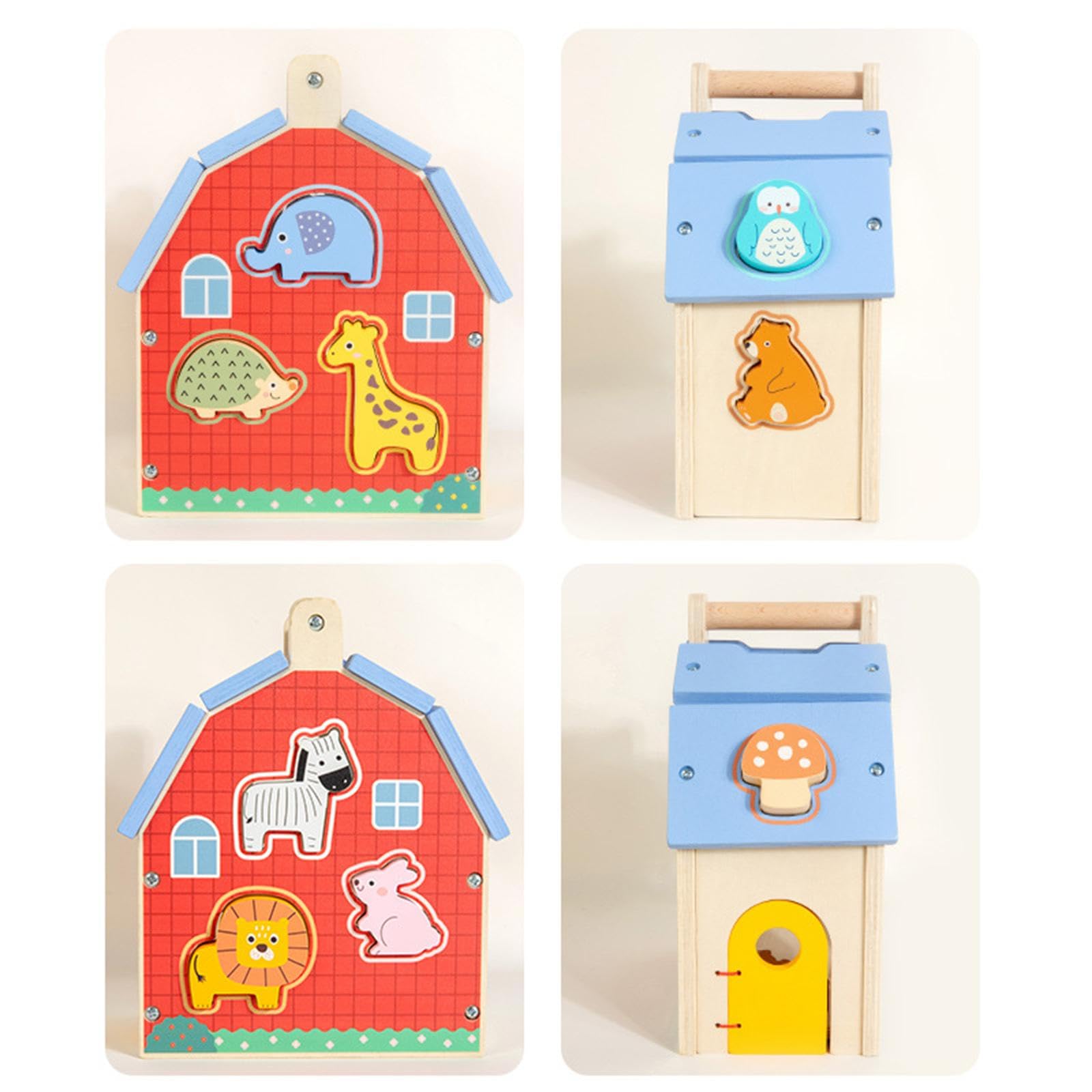 Casa de Bloques Interactivos de Madera para Clasificar Formas, Cumpleaños para Niños de Preescolar.