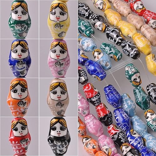 Miniatura 4 de OLOTU Matryoshka - Muñecos de anidación ruso Matryoshka patrones de forma personalidad, porcelana, sueltos, cuentas para bricolaje apilables,