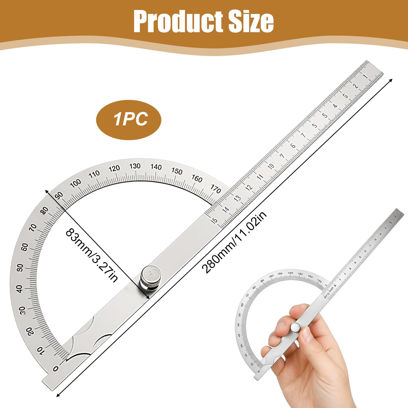 Goniometro digitale ad angolo falso squadro, realizzato in acciaio inossidabile, 0-180°, 15 cm portatile, adatto per la produzione di fai da te, la lavorazione del legno, la casa
