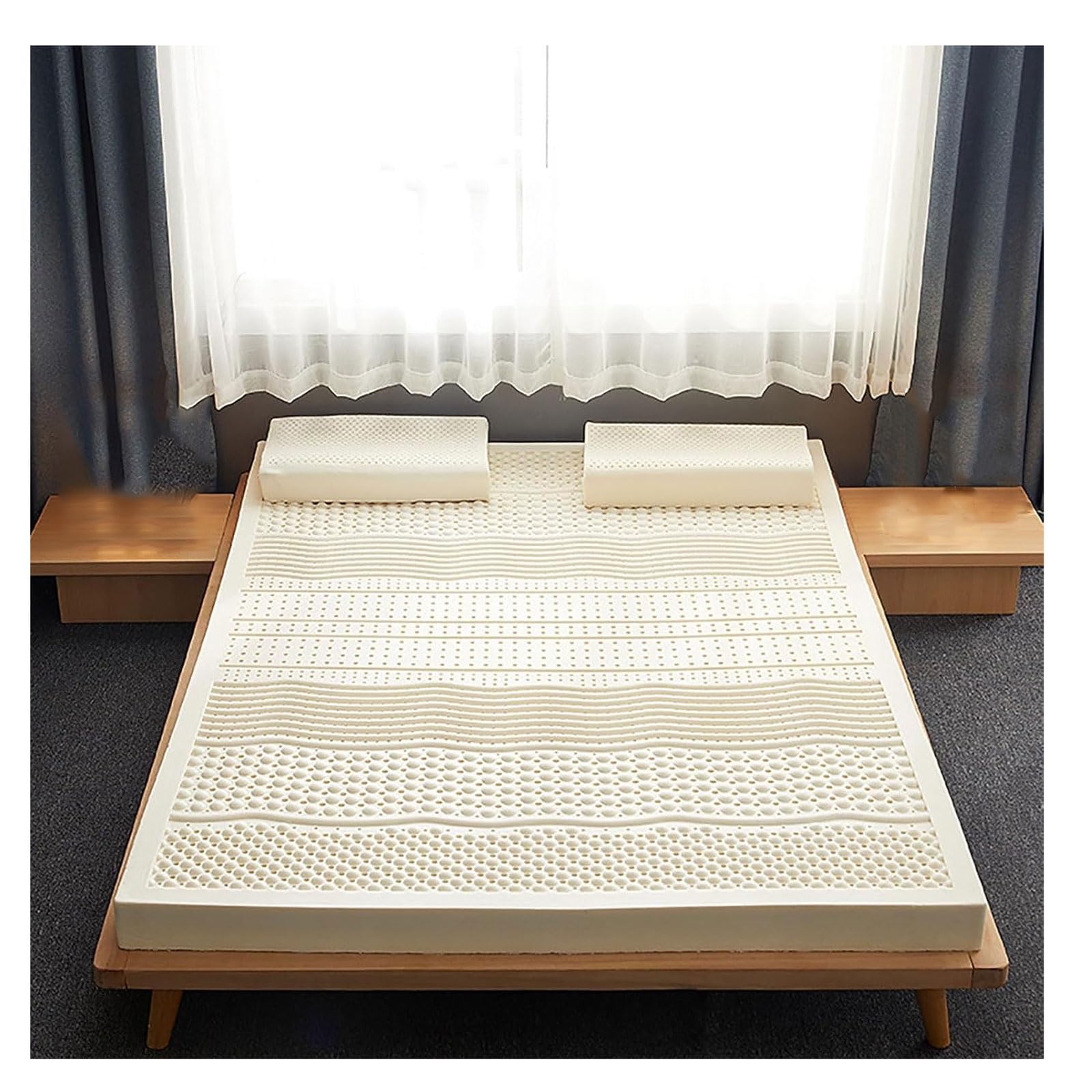 Latex Foam Mattress Breathable Massage Pillow Topper Mattress Topper Medium Firm Feel Mattress Topper for Double Single Bed