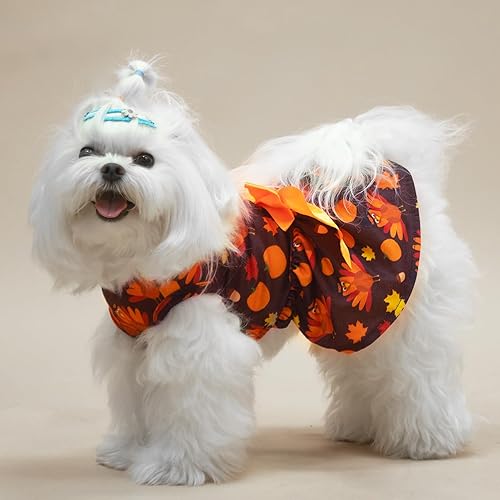 Miniatura 42 de PUPTECK Vestido de Navidad para perro, disfraz de cachorro, ropa para perros pequeños con falda de lazo, pijama Rojo (Navidad)