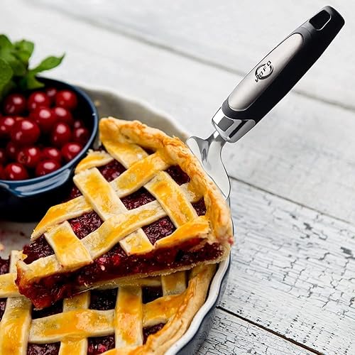 Miniatura 6 de Servidor de tartas de cubiertos de acero inoxidable para tartas, cortador de pizza, cortador de postre de tarta (negro)