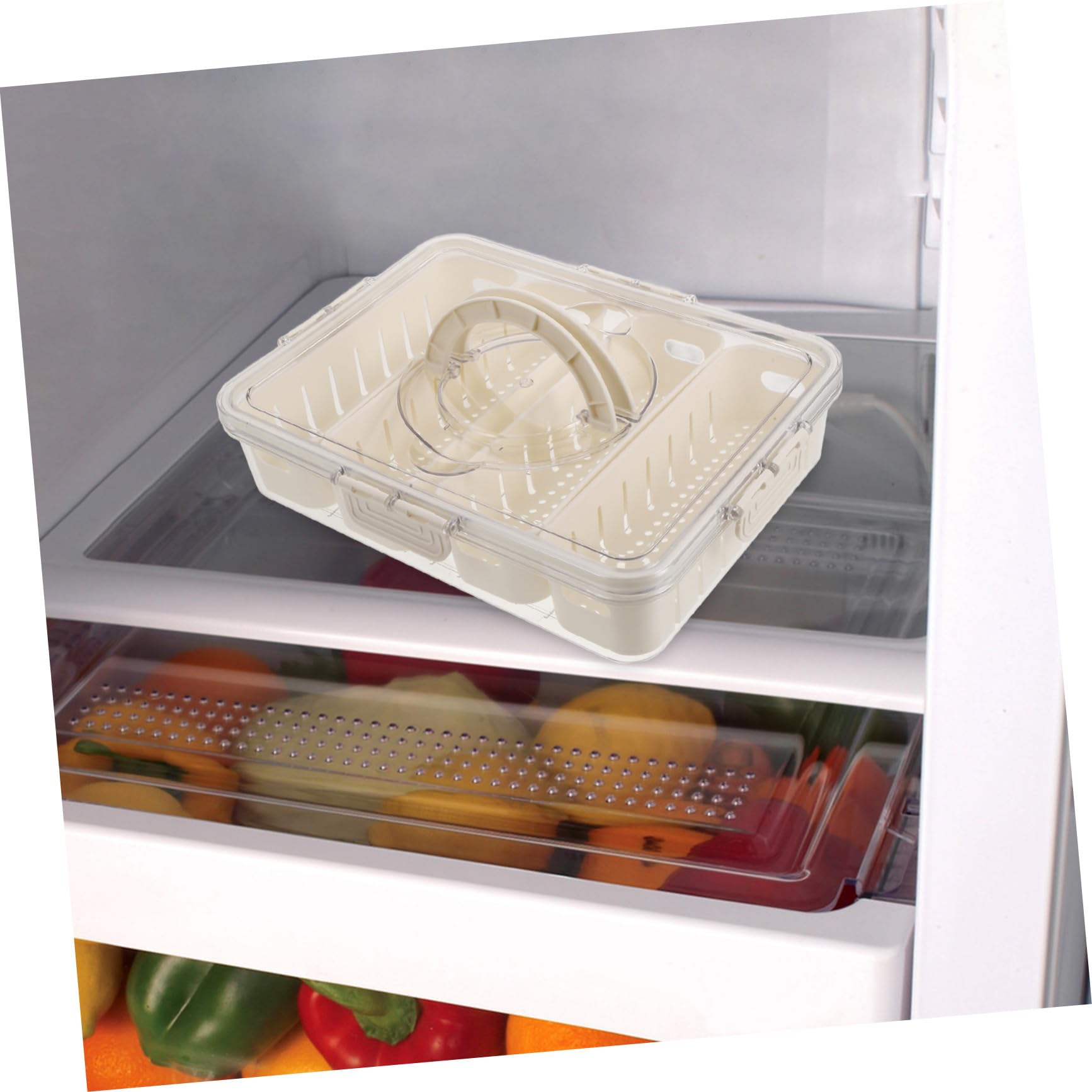 Mipcase Caja de Almacenamiento y Sello Hermético para Refrigerador Compartimentos Divididos Organizador de Alimentos Reutilizable de Pet para Picnic y Viaje