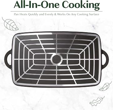 Goodful All-in-One Double Burner Griddle, Ceramic Nonstick, Durable Cast Aluminum, Oven Safe and Dishwasher Safe, Made without PFAS, PFOA, PFOS & PTFE, 18-Inch x 11-Inch, Graphite
