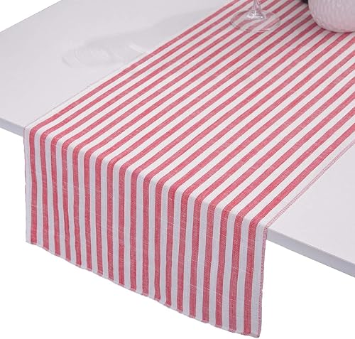 Miniatura 5 de rockcloud Camino de mesa a rayas de algodón y lino para decoración de mesa para banquete de boda, Navidad, cumpleaños, graduación, graduación,