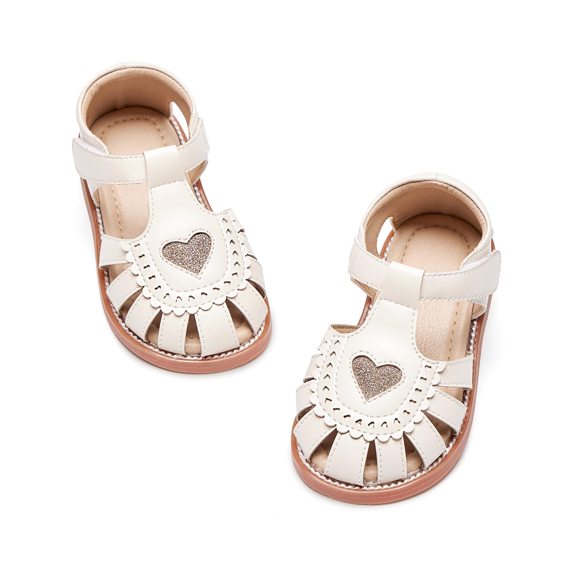 Kiderence Toddler Flower Girl Sandals Close Toe Dress Shoes Wedding Party | Hook and Loop,Non Slip Lightweight Sandals for Beach,Water Play and Daily Wear