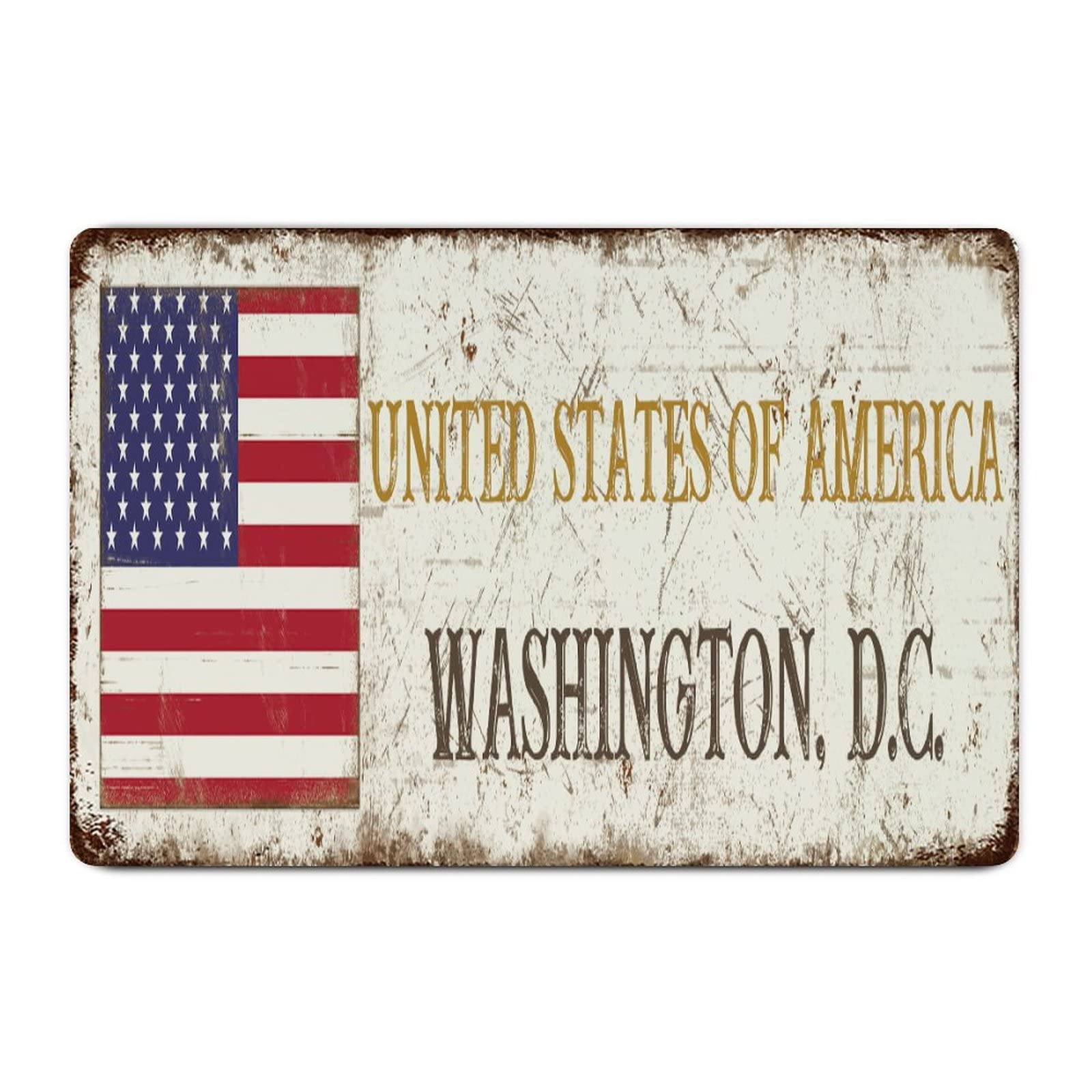 Yelolyio United States Of America Washington, D.c. Vintage Metal Sign United States Of America Retro Tin Signs United States Of America Flag Metal Plate Street Signs Man Cave Cafe Bar Pub Beer Club