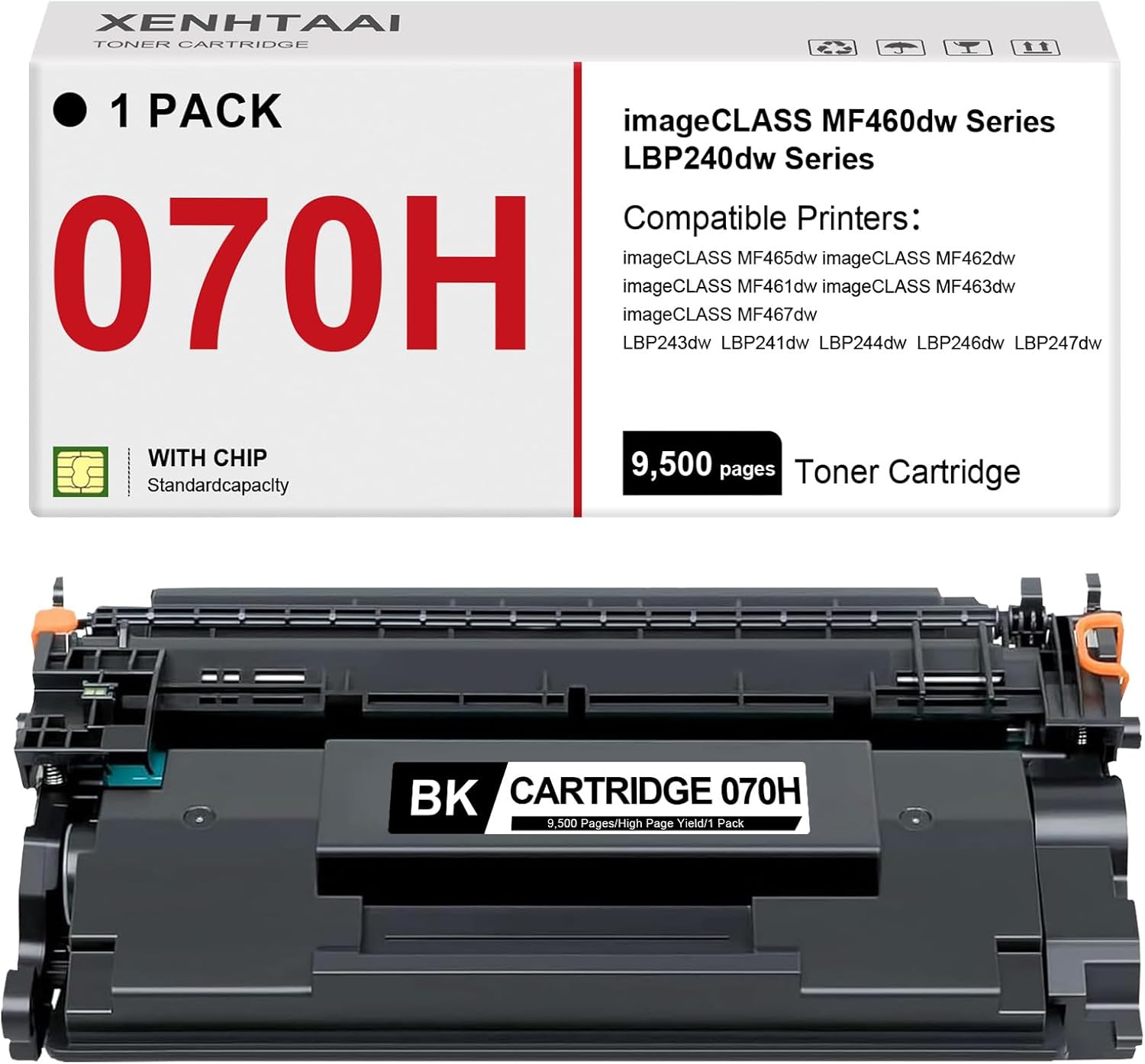 070H Black Toner Cartridge 070 CRG-070H CRG070H Toner Cartridge Compatible for Canon ImageCLASS MF461dw MF462dw MF465dw LBP243dw LBP266dw LBP247dw Printers (9500 Pages)