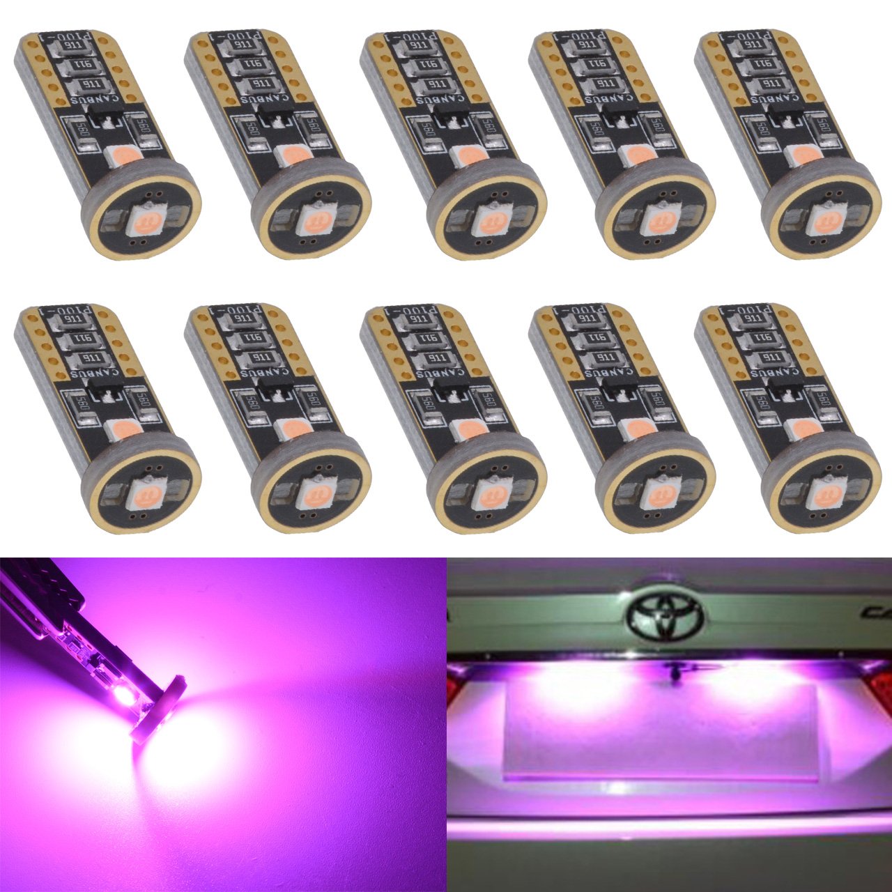 KATUR T10 Canbus LED białe żarówki samochodowe T10 W5W 3 SMD 5050 super jasne 194, 168, 175, 192, 2825 Wedge LED - zapasowe żarówki do lamp wewnętrznych (opakowanie 100 szt.)