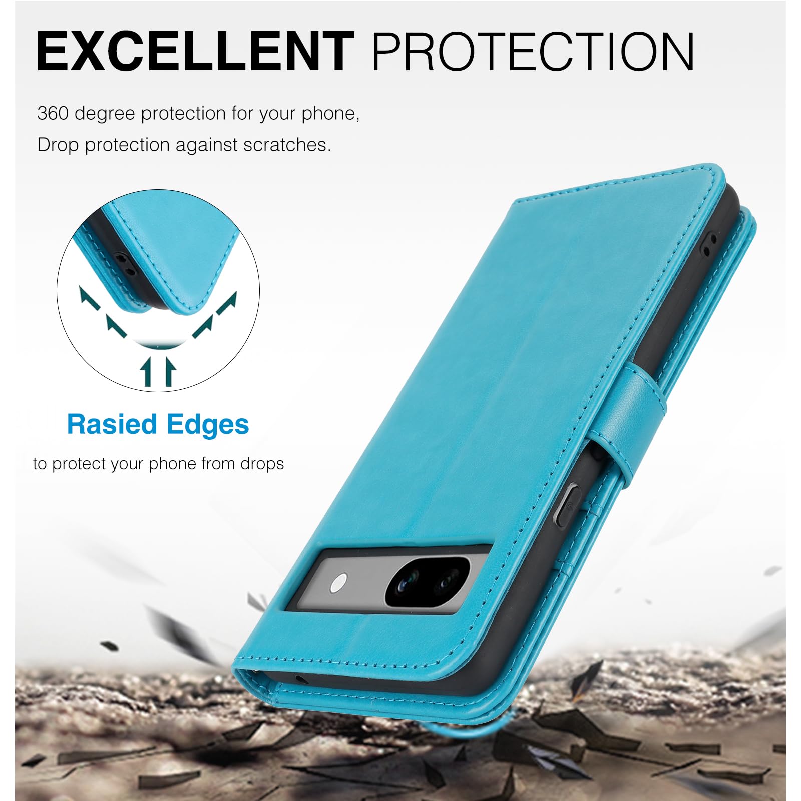 Giyer Funda Para Google Pixel 7A Con Protector De Pantalla, Funda Para Teléfono Móvil Pixel 7A 5G Premium De Piel Con Función Atril, Tarjetero, Funda Protectora Para Google 7A (marrón