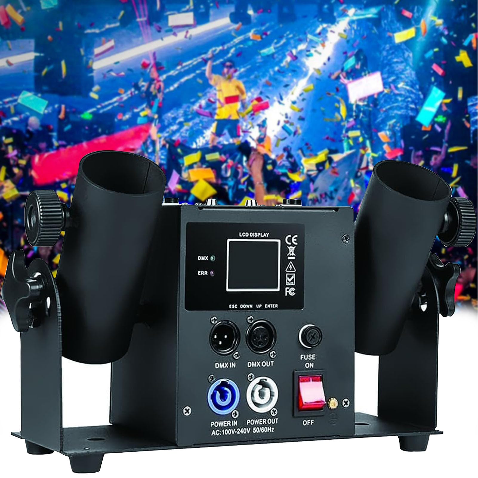 Konfettikanone, 2-Kopf-Konfettikanone, professioneller elektrischer Konfettikanone für DJs, Partys, Nachtclubs, Hochzeiten, Konzerte und Events.