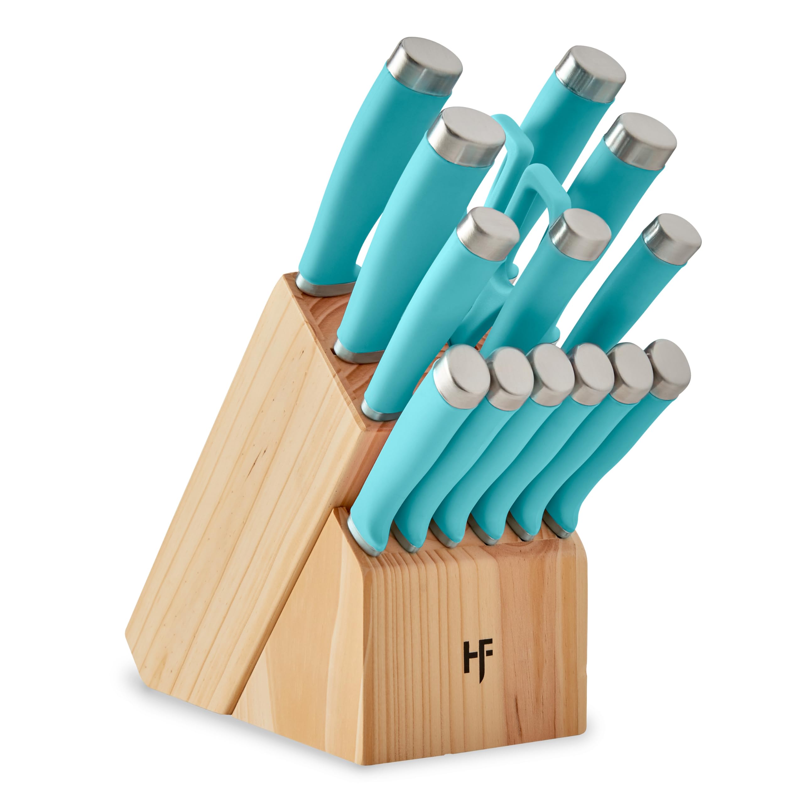 Hampton Forge Epicure True Aqua Knife Block Set 15 Piece