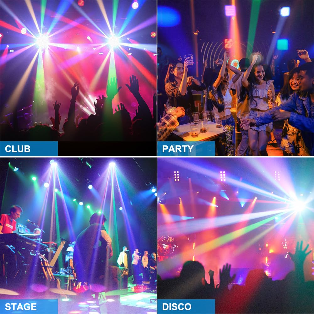 Mini luce a testa mobile, 30 W, luci a LED compatte per palcoscenico DJ, testa mobile occhi d'api con effetti aureola, telecomando/DMX512/controllo del suono per matrimoni, DJ party, discoteca