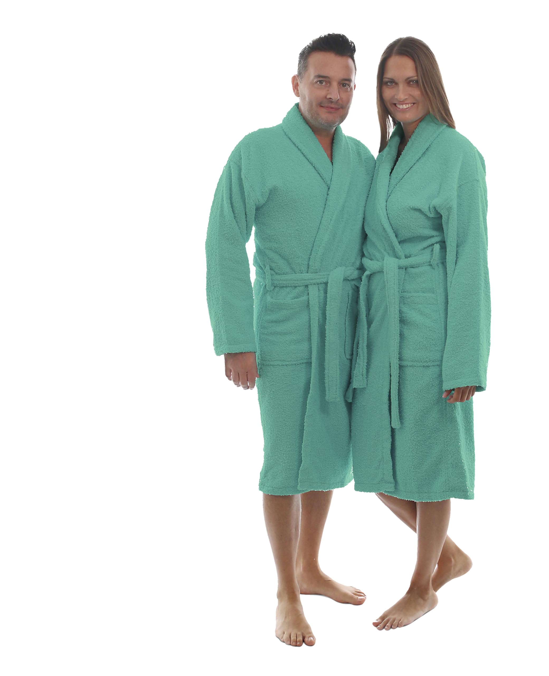 LEBENGOOD - Accappatoio unisex da donna e uomo, 100% cotone spugna americana 400 g, con cintura, tasche