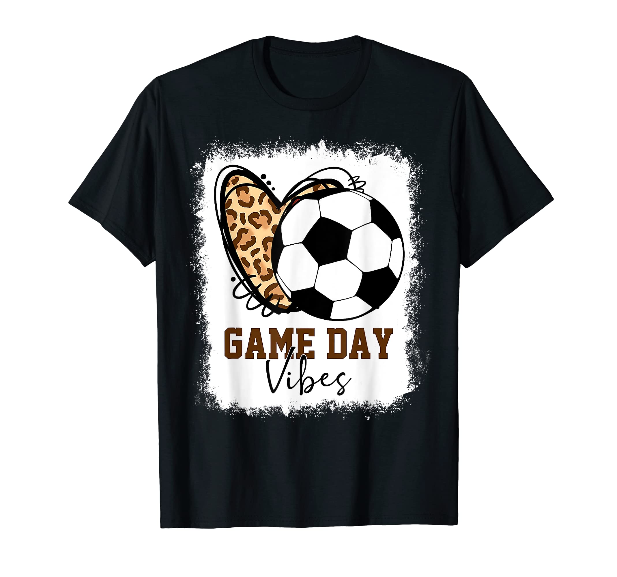 Leopard Soccer Game Day Vibes Soccer Mom TeeBleached Soccer Game Day Vibes Soccer Mom Game Day Season T-Shirt