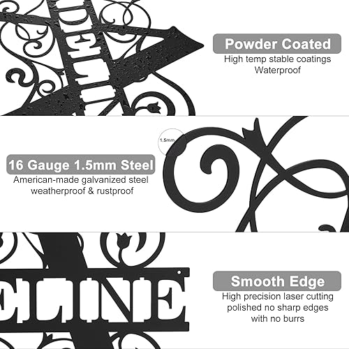 Miniatura 8 de Letreros de metal personalizados con nombre de familia, letreros de apellido, decoración del hogar arte de pared de metal al aire libre, estilo de