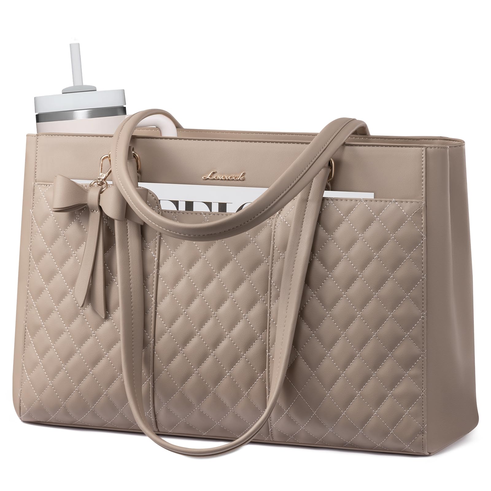 LOVEVOOK Handtasche Damen Groß, Laptoptasche Arbeitstasche Shopper Tasche, PU Leder Lehrertasche Aktentasche Schultasche, Laptop Taschen Tote Bag Women für Arbeit Business Büro Uni Schule