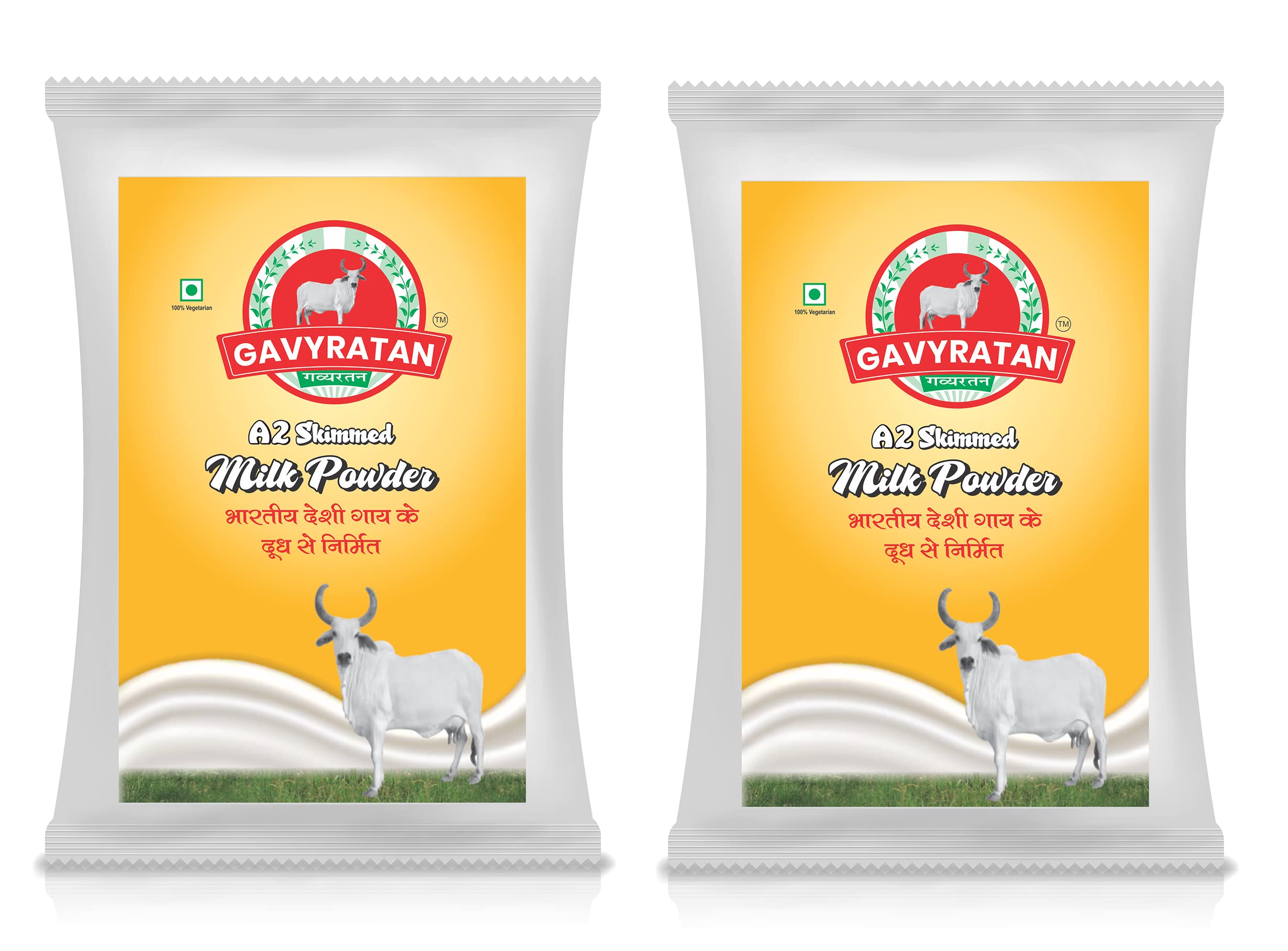 GAVYRATAN A2 Cow Skimmed Milk Powder 1kg | All Natural | 100% Pure | Boosts Liver Health Pack of 2