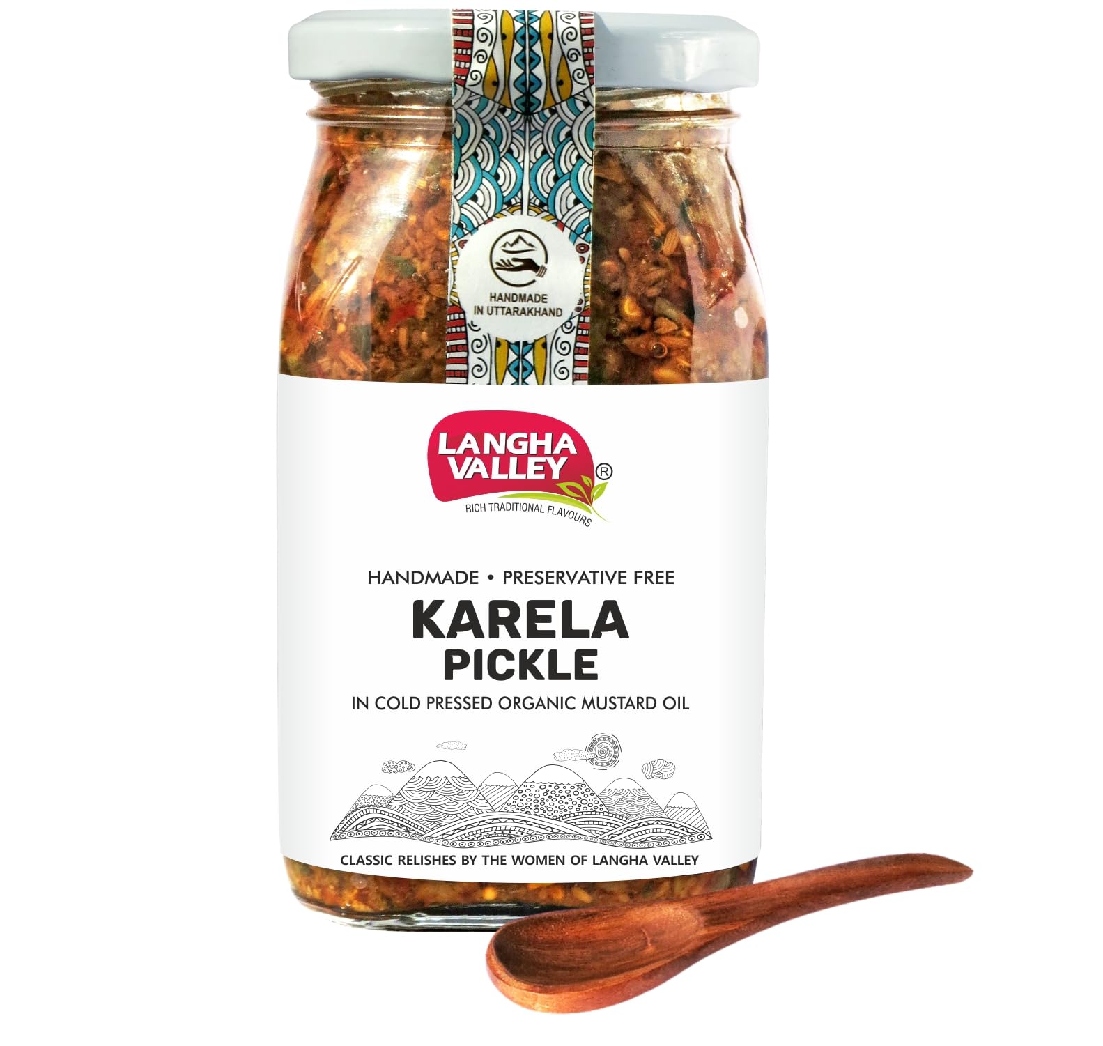 LANGHA VALLEY Homemade Karela Pickle, Bottle Gourd Pickle, Made with Cold Pressed Organic Mustard Oil, Sun Dried & Sun Matured, Glass Jar with Wooden Spoon, 360 Grams (B08FYKHW6X) Amazon Price History, Amazon Price Tracker
