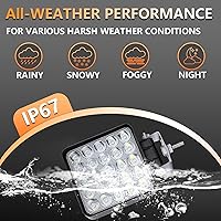 Vista 5 de Cápsulas de luz LED, luz de trabajo de tractor de 4 pulgadas, 75 W, 12 V, 24 V, luces LED de respaldo cuadradas para camión, vehículo, ATV, UTV