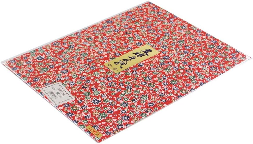 Ehime Shiko Japanese Washi Paper, Yuzen Chiyogami, Kaede, Small Sheets, Red, 10 Sheets YU-No.03