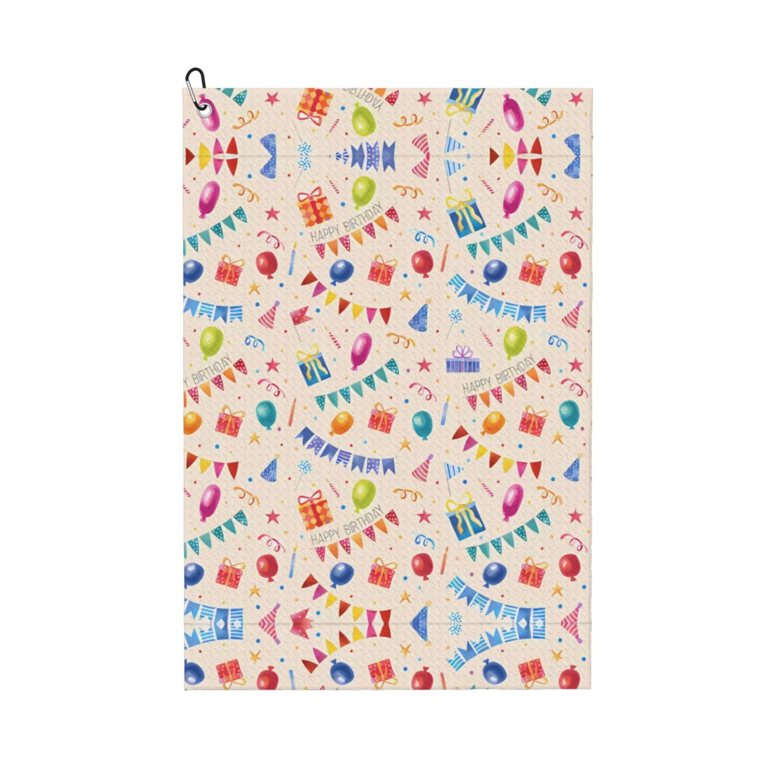 ZHAOUR Happy birthday to you Print Golf Towel for Men & Women â€“ Perfect for Golf, Yoga, Gym, Hiking with Carabiner Clip