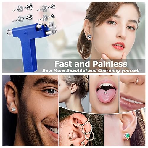 Miniatura 2 de TUYAREN Kit de herramientas de pistola de perforación de oreja con hisopo de yodóforo herramienta de cuerpo de acero inoxidable clavos de máquina de