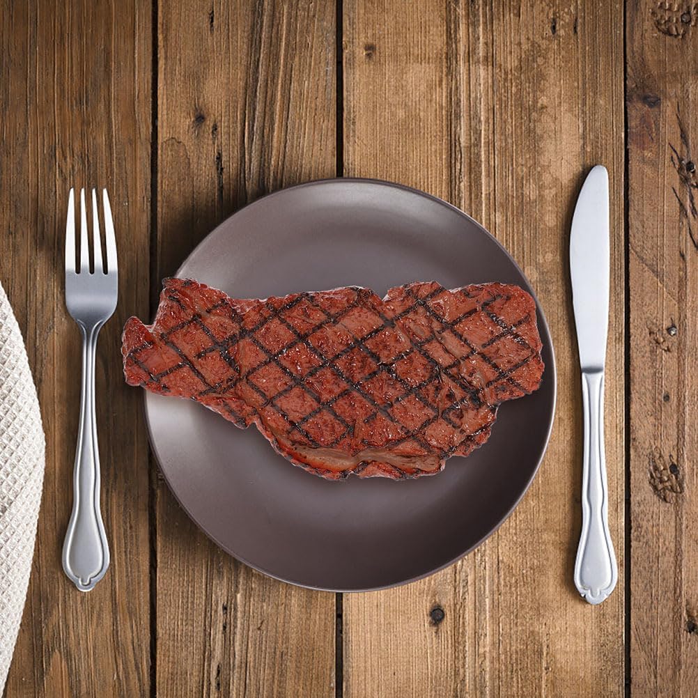 DOITOOL Decorative Fake Steak Models 2 Pcs Realistic Faux Steak Props for Photography Home Party Kitchen Display 5.51X2.63X0.59In
