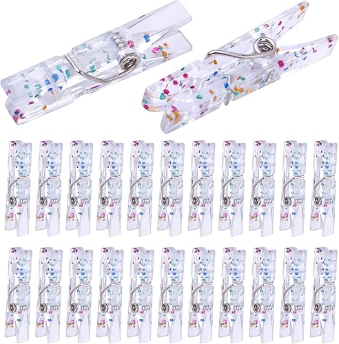 Miniatura 1 de Aylifu 100 pinzas de plástico transparente para ropa, clips de papel fotográfico brillante, clips de utilidad para manualidades, fiesta, adorno de