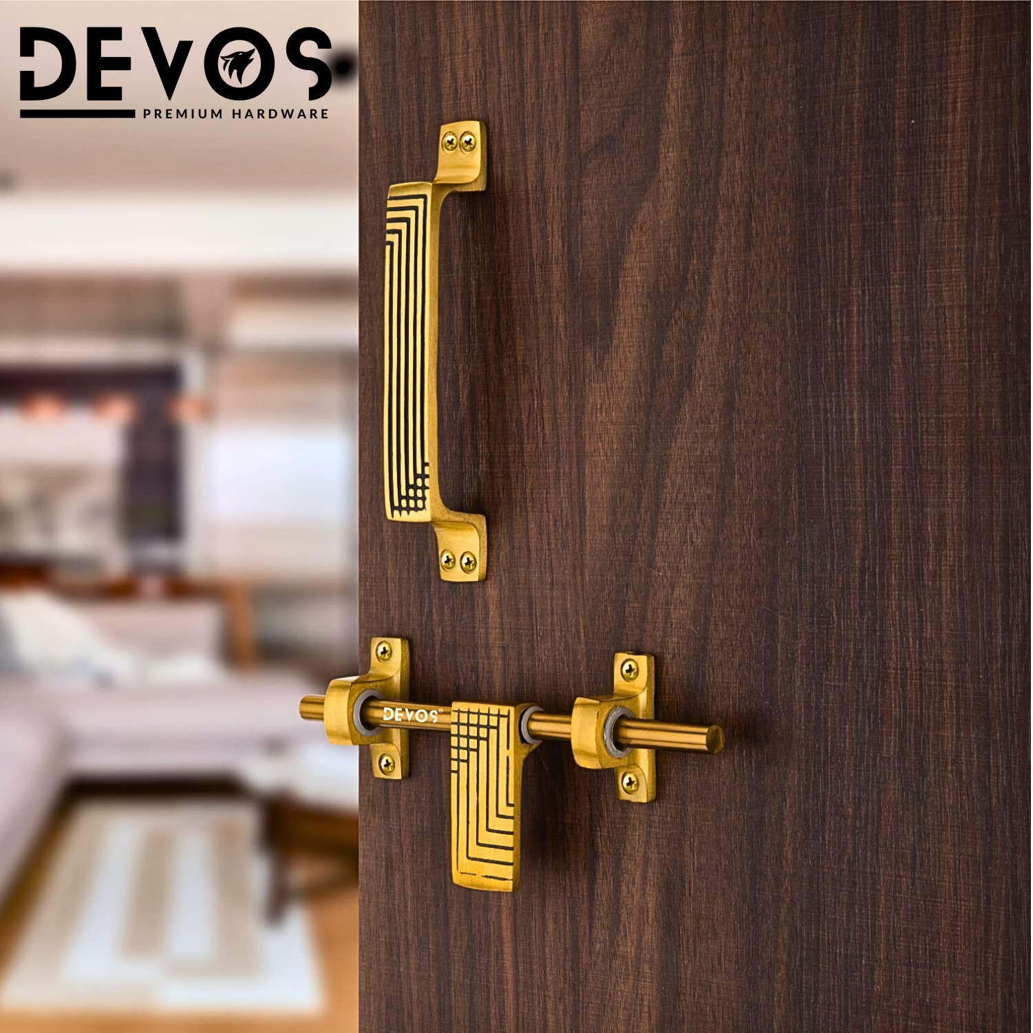 DEGUY DIJON ヴィンテージ ラムヘッド バングル 雄羊ゴールドカラー Devos Royal Zigzag Aluminium Single Door Fittings Set | Hardware