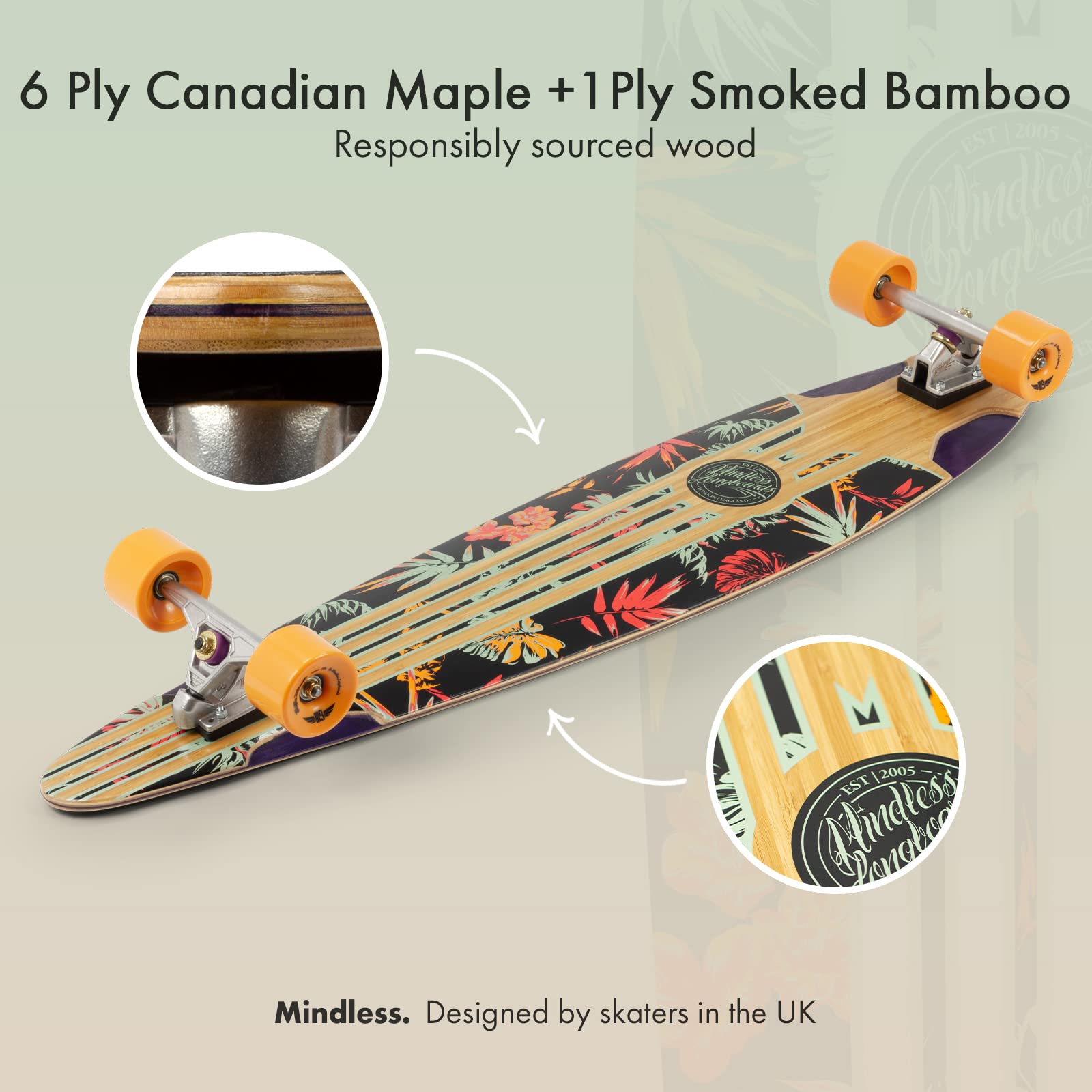 Mindless Orange Maverick IV Talisman - Longboard da 46 pollici completo