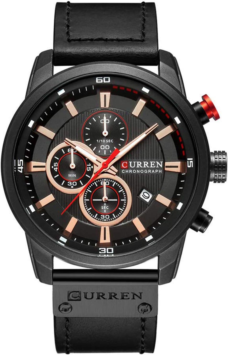 Gosasa Men Sport Chronograph Quartz Watch Brown Leather Strap Date 30M Waterproof Military Male Wrist Watch