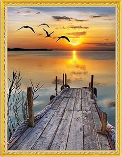Cross Stitch Stamped Full Embroidery Kits DIY 11CT Cotton Thread Printed DIY Needlepoint Kits Craft Needlework Set Cross-Stitch Stamped Sets-Sunset Scenery 15.7x20.9 inch