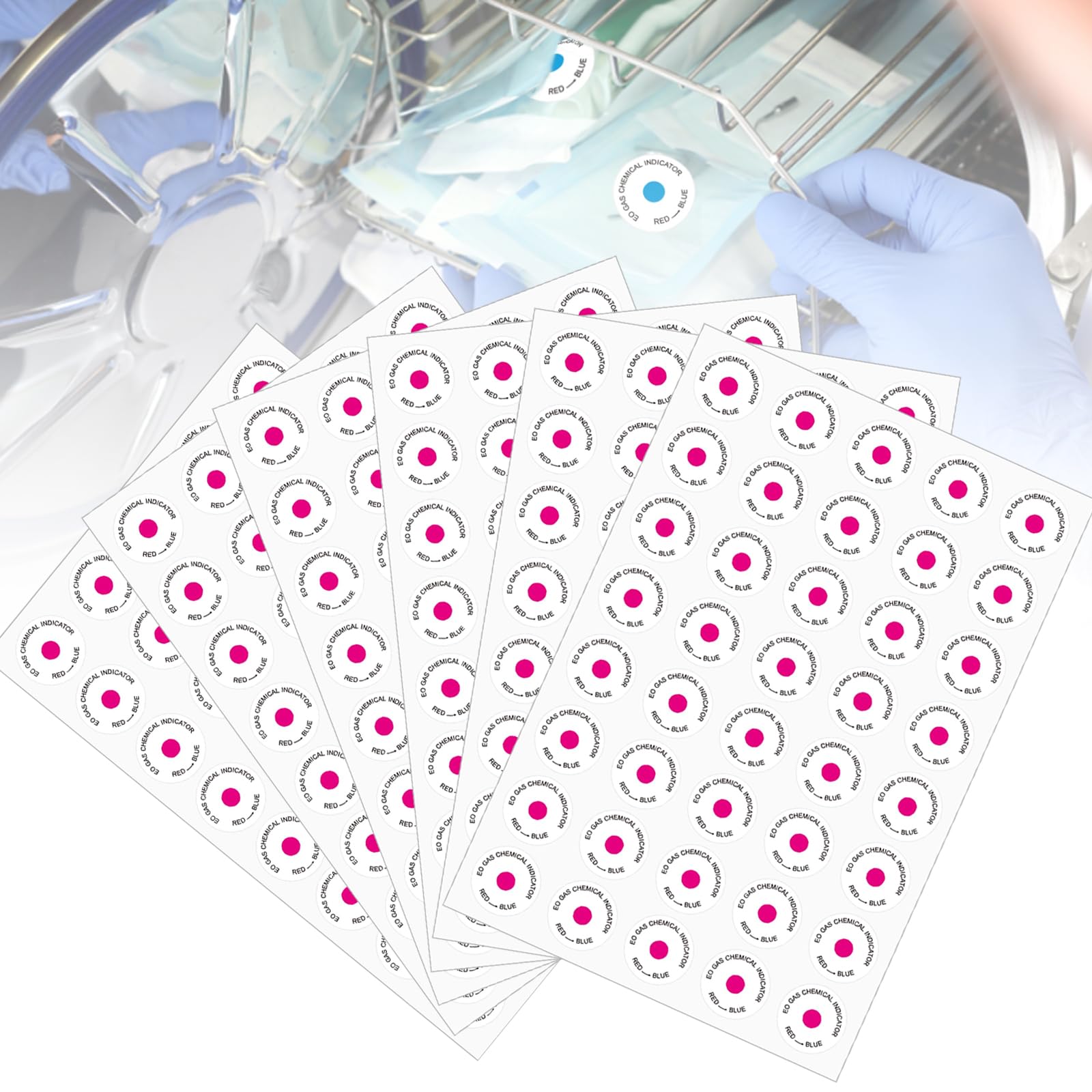 ETO Sterilization Indicator Label Sticker - Ethylene Oxide Gas Chemical Adhesive Mark, 1.2" Diameter, 1000 Pcs