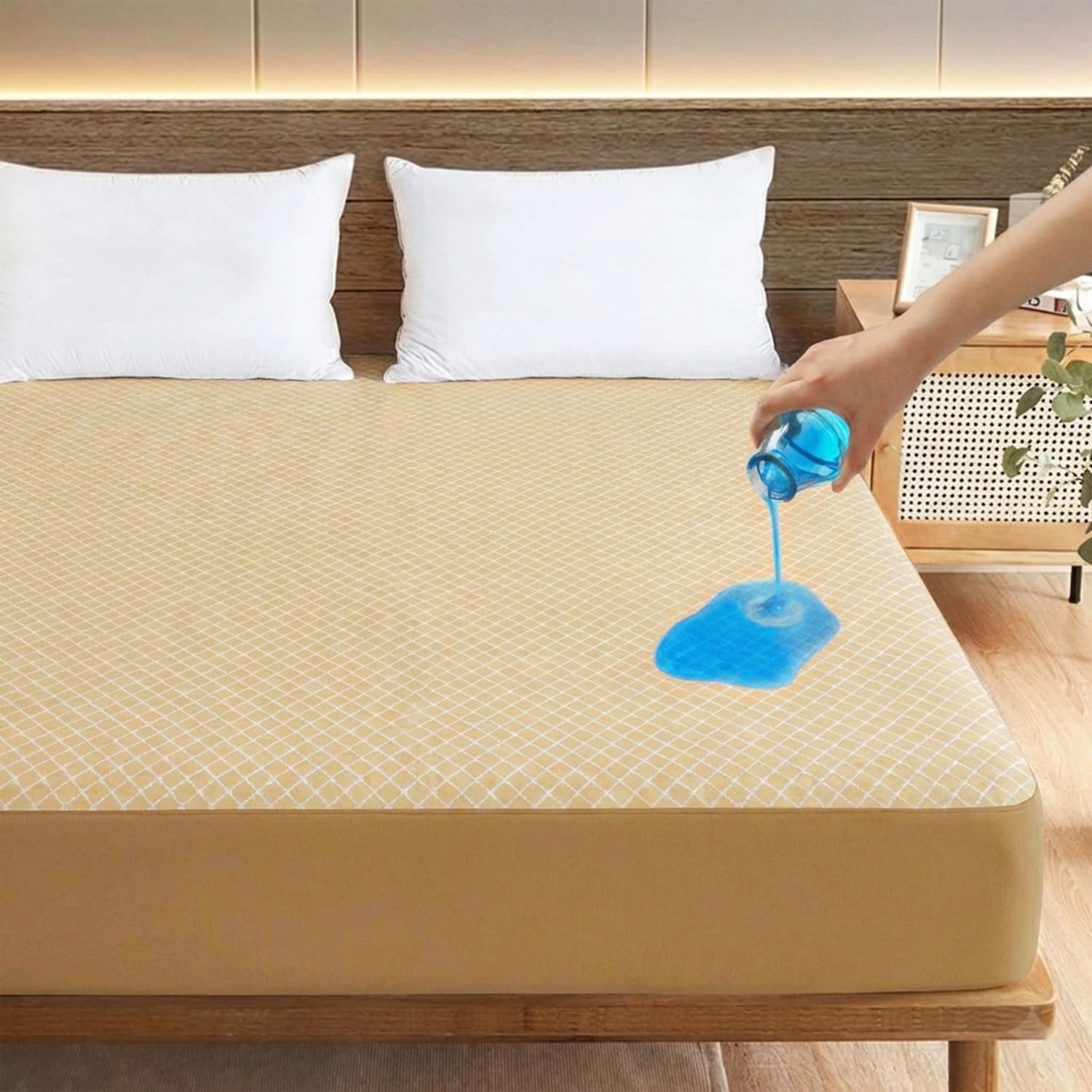 Ayka 100% Waterproof Knitted Mattress Protector Queen Size Breathable Hypoallergenic Noiseless Ultra Soft Fitted Bed Protector 60x78 inch Mattress/Bed Cover (Super Queen 60 * 78”, Beige) discount deal