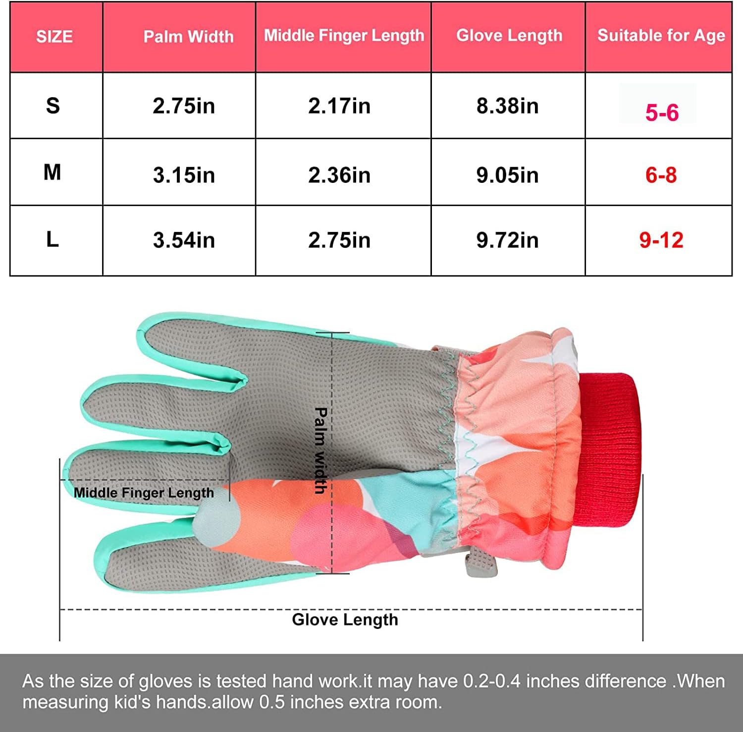 EDIACE Ski Gloves Winter Warmest Waterproof Breathable Cycling Mittens for 5-12 Years Old Kids Boys Girls Snow, Skiing, Snowboarding