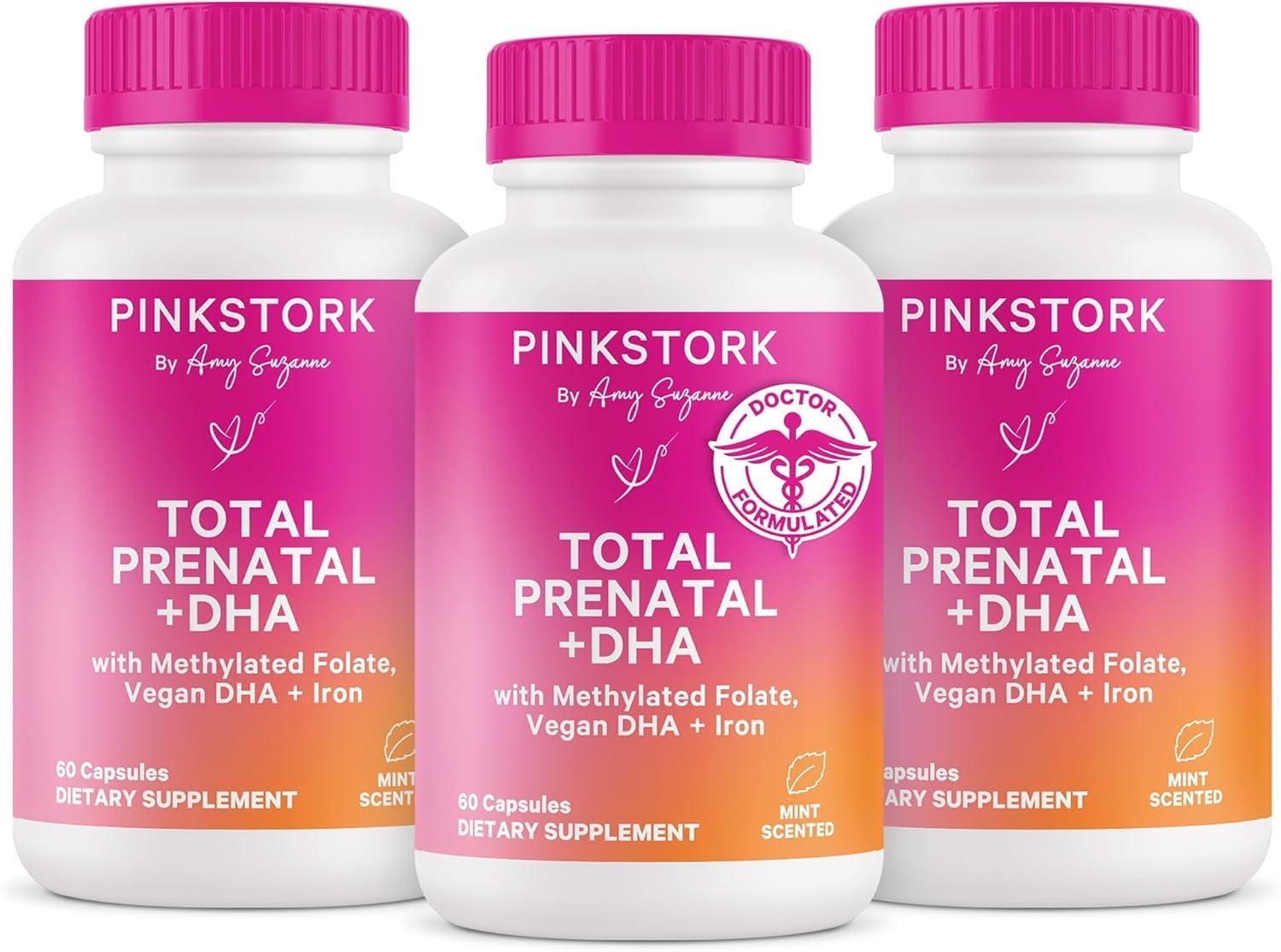 Pink Stork Total Prenatal + DHA, Vegan, Clean Label Award, 60 Count, Mint — Amazon image 11