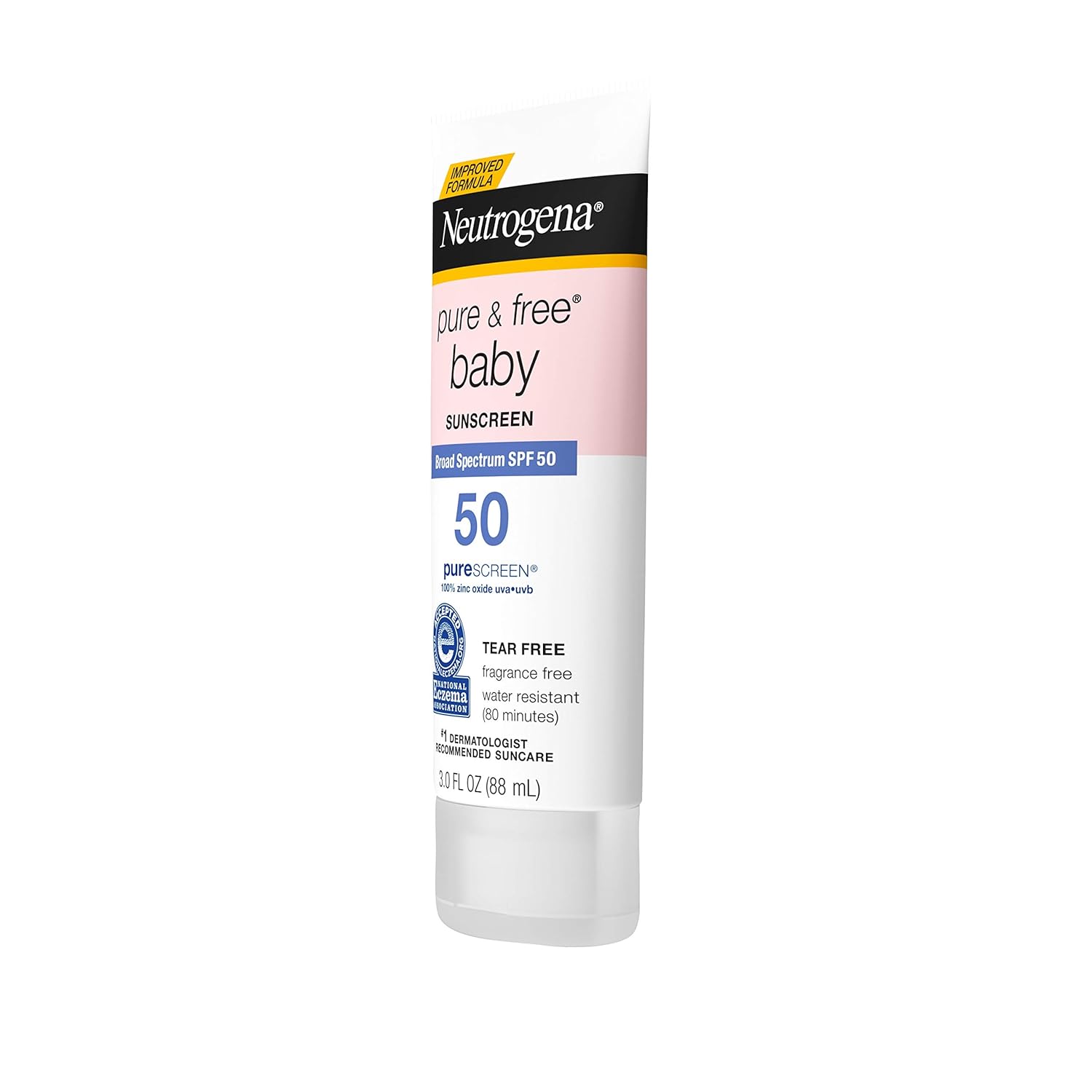Neutrogena Pure & Free Baby Mineral Sunscreen Lotion with Broad Spectrum SPF 50 & Zinc Oxide, Water-Resistant, Hypoallergenic & Tear-Free Baby Sunscreen, 3 fl. oz : Baby
