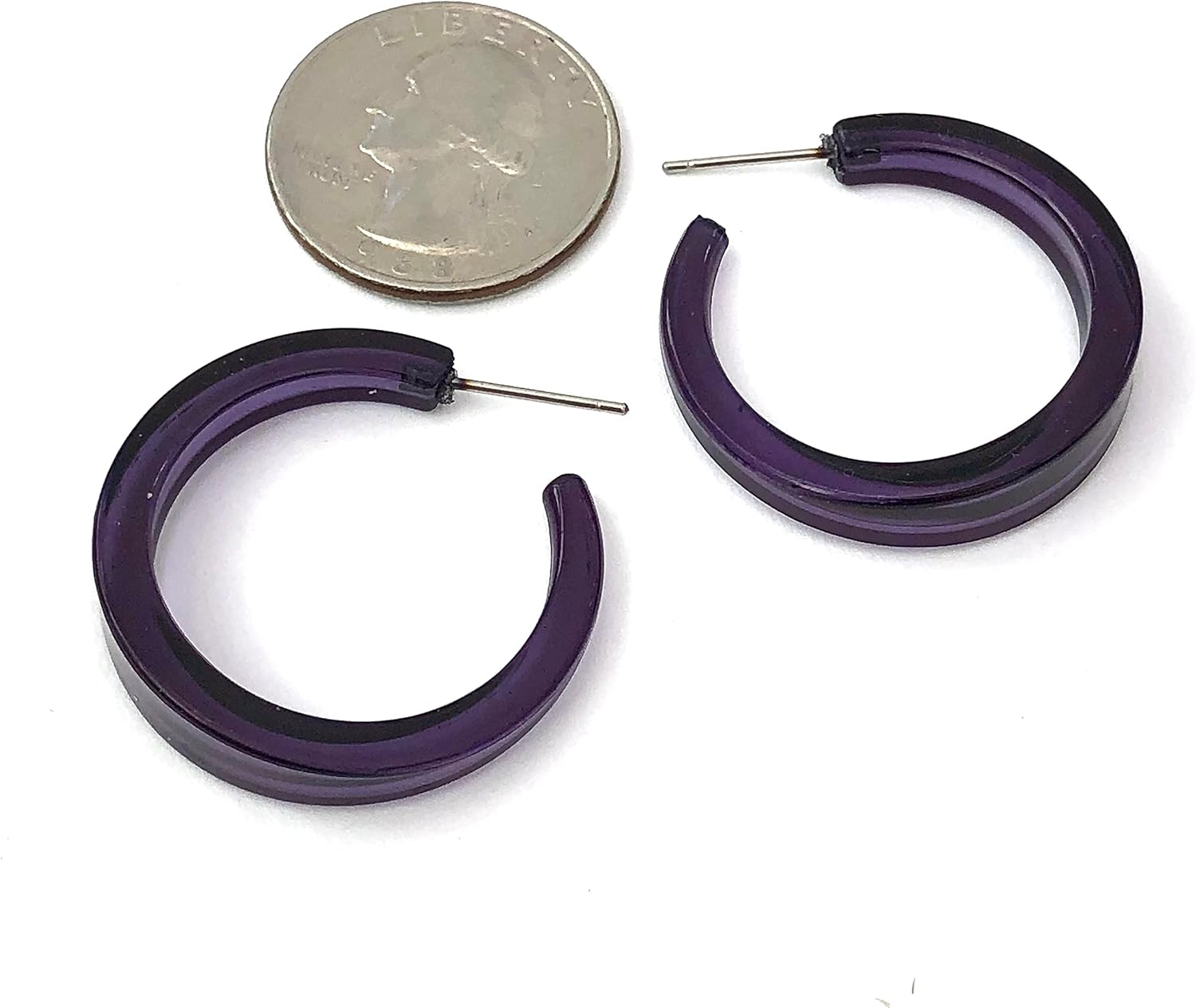 Leetie Lovendale Lola Hoop Earrings, Hypoallergenic Hoop Earrings for Women, Made With Surgical Steel & Lucite, Lightweight & Comfortable, Hand-Made In The USA, 1.25” Diameter