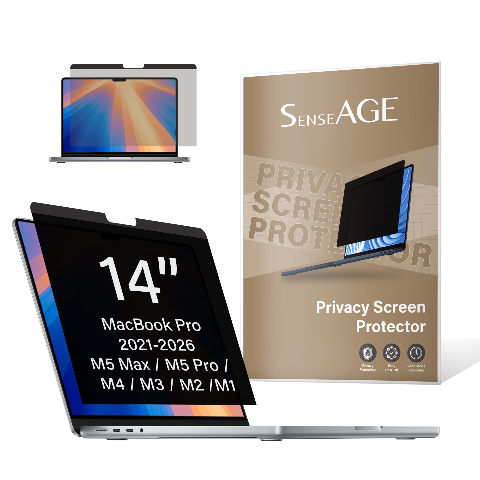 SenseAGE Filtro privacy magnetico per MacBook Pro 14", facile da mettere e togliere, anti-luce blu, antiriflesso, compatibile con laptop Apple Mac da 14" (2021-2023 M1/M2/M3)