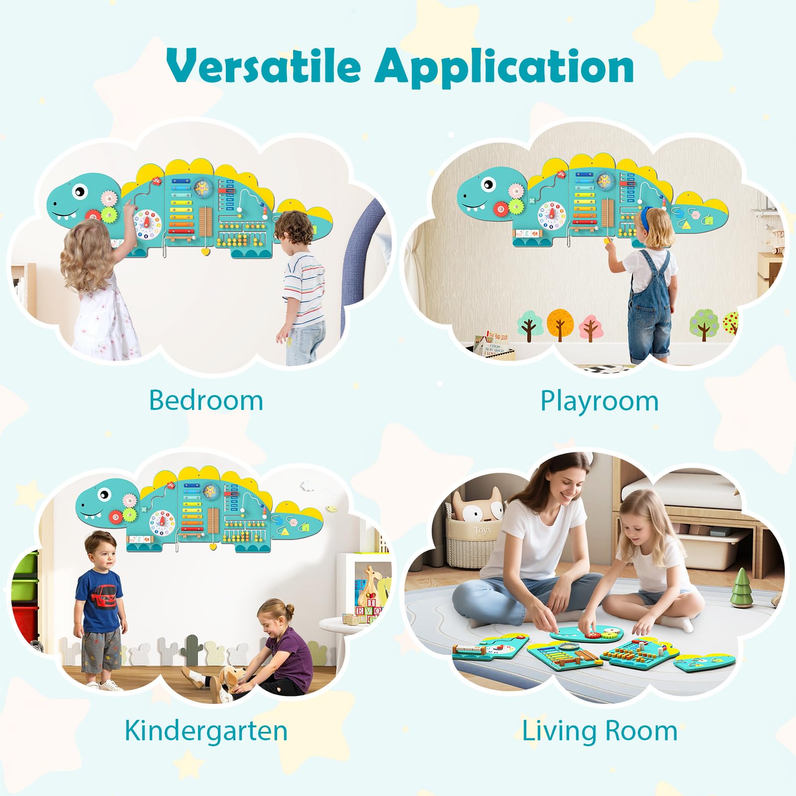 FANTASK Montessori Busy Board 11 en 1 avec Xylophone en Bois d'abaque Jouet éducatif motricité Fine pour Tout-Petits