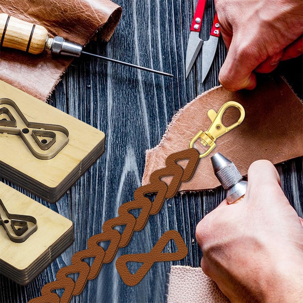 GLOBLELAND 2 Pcs Patchwork Leather Cutting Die Set Cutting Wooden Base Dies Leather Punch Die Cut Templates for Handmade DIY Craft Cloth