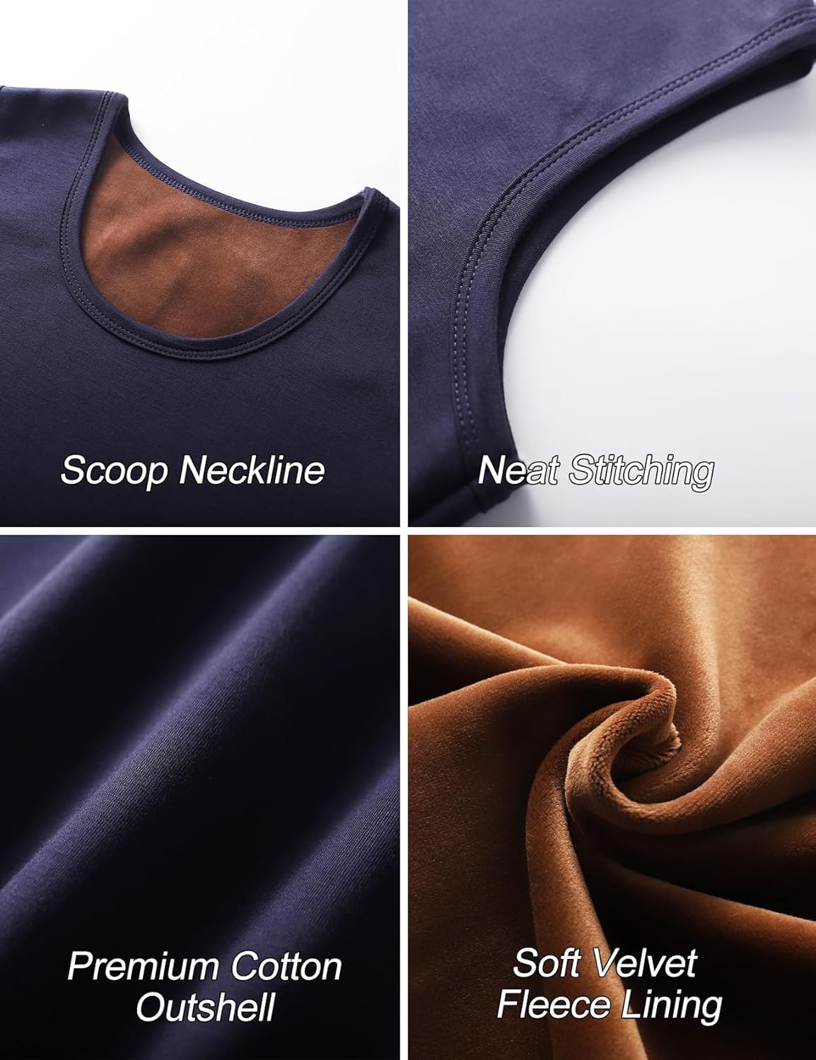 Flygo 2 Pack Thermal Tank Top Men Cotton Winter Warm Fleece Lined Underwear Sleeveless Vest Undershirt - Image 6