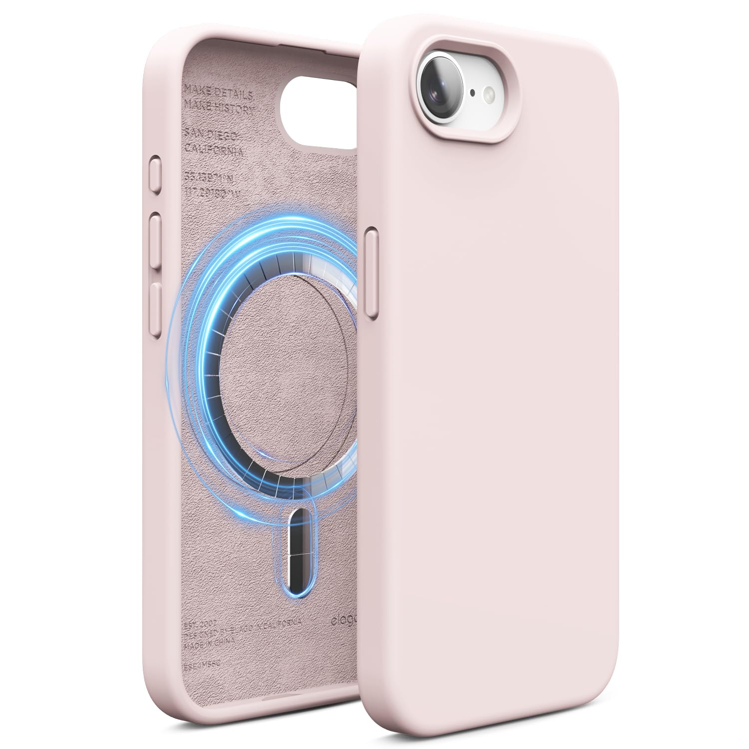 elago Magnetische Silikon Hülle für iPhone 17e/16e | Kompatibel mit MagSafe, integrierte Magnete, Premium-Silikon, stoßfest (Lovely Rosa)