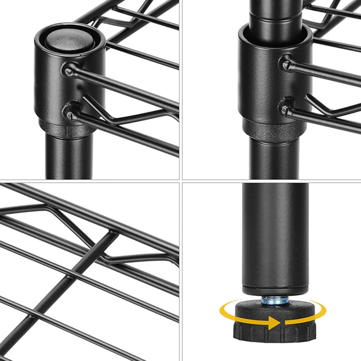 Standing Shelving Units, 36" W x 14" D x 32" H Metal Storage Shelves, Adjustable Carbon Steel Wire Shelving Rack Display Shelf for Garage Bathroom Kitchen Home Office (3-Tiers, Black) - Image 6