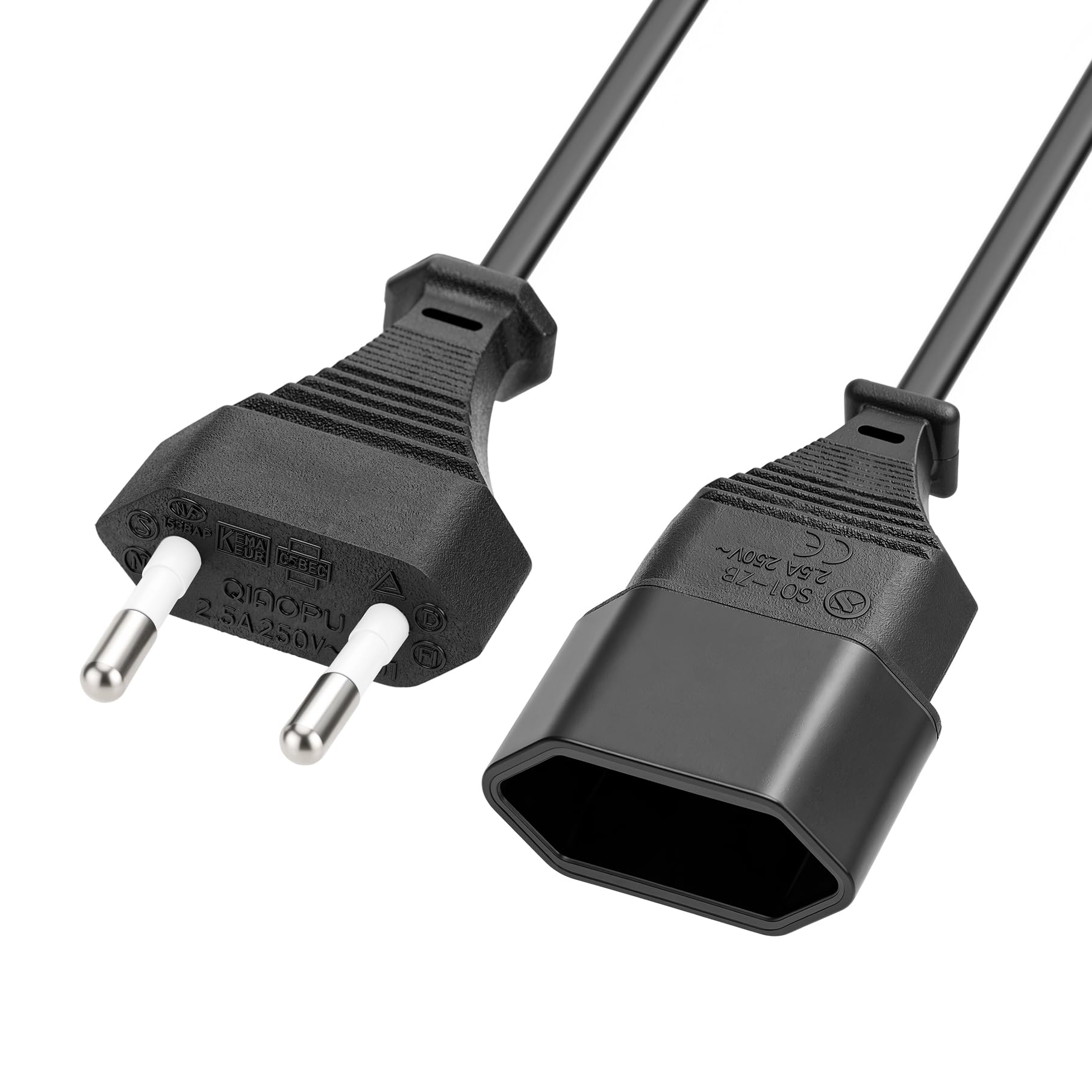 Cavo di prolunga di alimentazione UE a 2 poli europeo da maschio a femmina, cavo di prolunga per porta di alimentazione, cavo di prolunga per TV PS3 PS4 PS5 stampante monitor (da dritto a