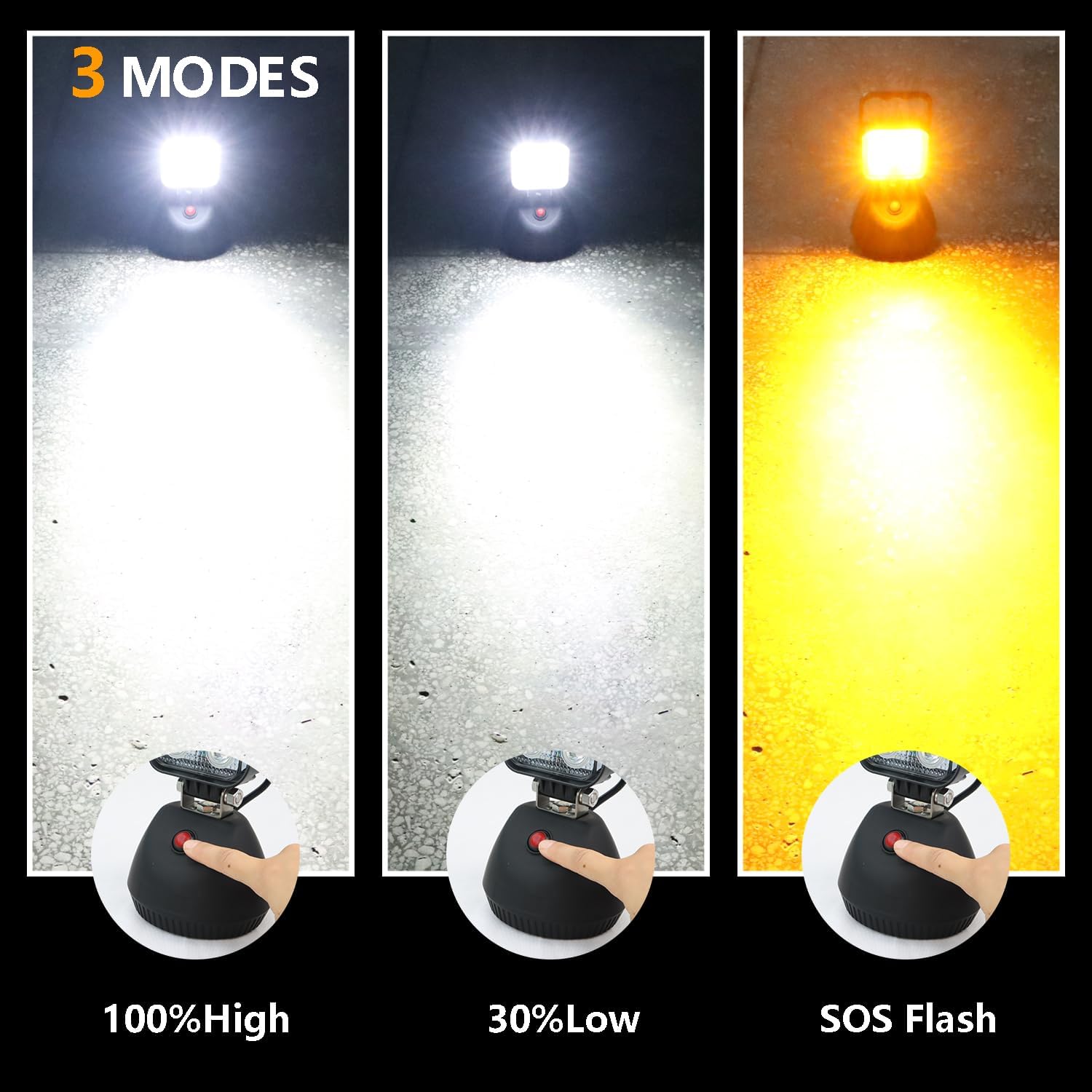 15W LED Work Light Base Strong Magnet Aluminum Alloy 2000LM IP65 Waterproof Dustproof Portable Handle Floodlight Suitable for Repair Shop Garage Construction Site (White Light)