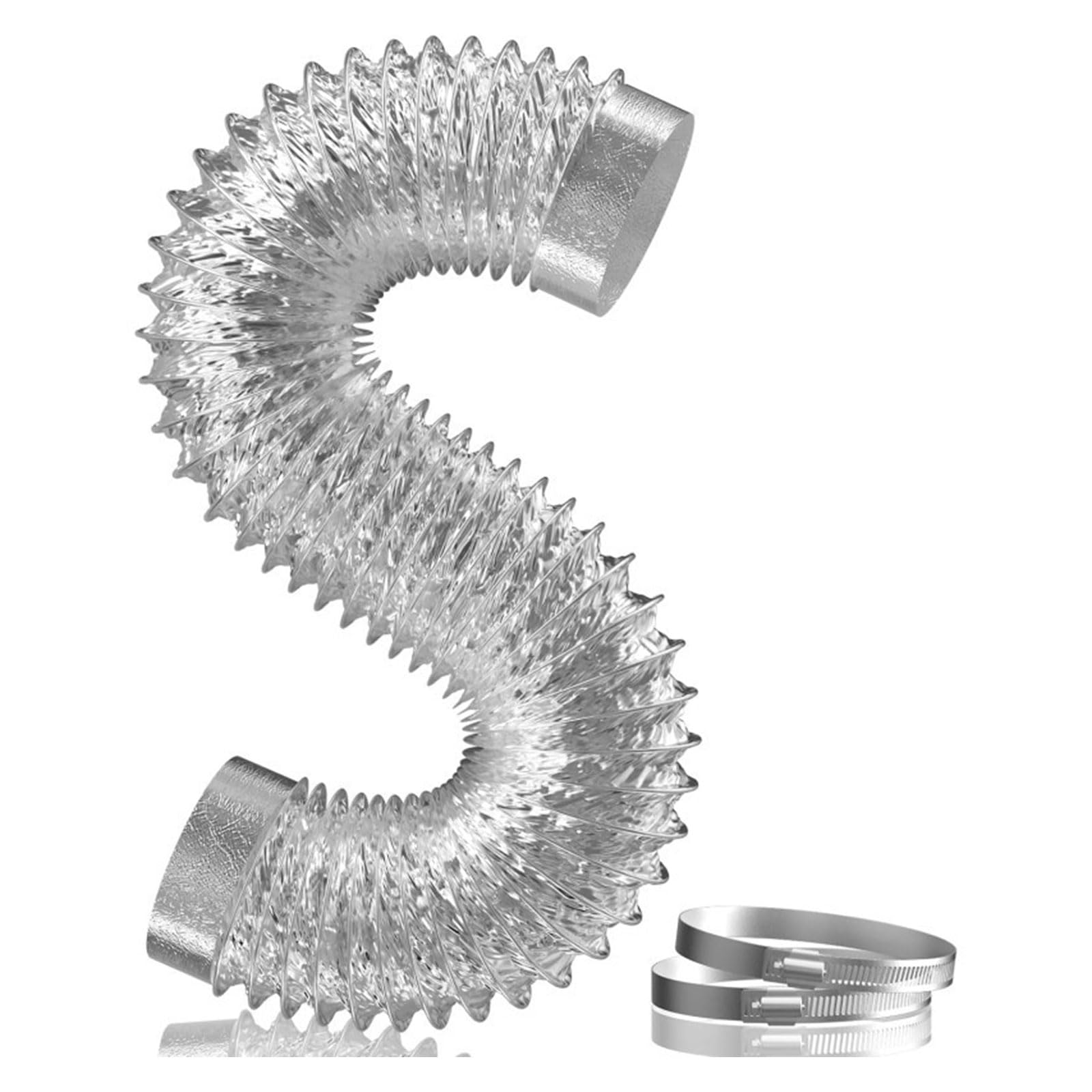 Buxuaaaa Duct Hoses Dryer Vent Hoses with 2 Clamps PVC and Aluminum Flexible Duct for Heating Cooling Ventilation and Exhaust PVC Air